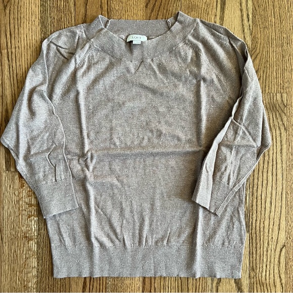 🆕 LOFT mocha tan sweater size large - Picture 2 of 8